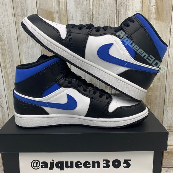 Air Jordan 1 Mid White Black Laser Blue - Picture 3 of 6